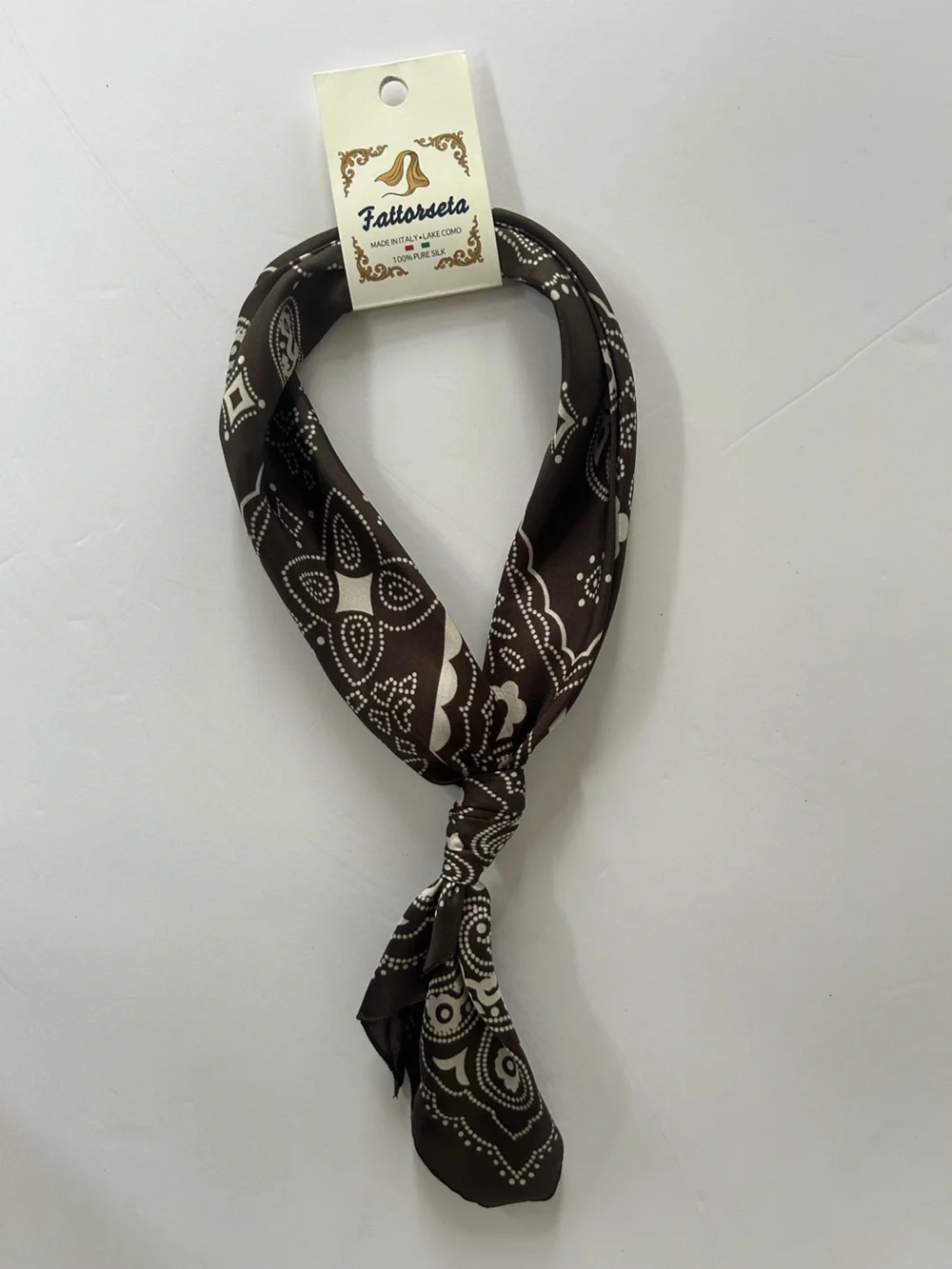 Silk Brown & Cream Neck Scarf for Women